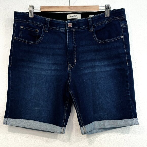 Angels Forever Young 360 Sculpt Bermuda Jean Shorts Stretch Indigo Womens Sz 16 - Picture 1 of 8